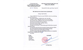Thư mời chào hàng cạnh tranh gói thầu Hàng hóa - phân bón hữu cơ đợt 1 năm 2026