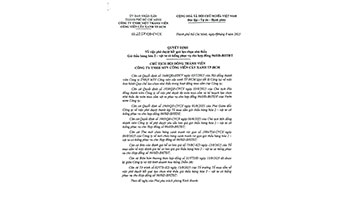 Quyết định về việc phê duyệt kết quả lựa chọn nhà thầu gói hàng hóa 2 - Vật tư cỏ kiểng phục vụ cho Hợp đồng 96/HĐ-BHTĐT