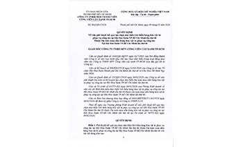 Quyết định về việc phê duyệt kết quả lựa chọn nhà thầu Gói thầu hàng hóa công cụ dụng cụ phục vụ công tác tại Hội Hoa Xuân TP.Hồ Chí Minh lần thứ 46