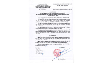 Quyết định về việc phê duyệt Dự toán và Kế hoạch lựa chọn nhà thầu  Dự toán mua sắm hàng hóa vật tư phục vụ hoạt động sản xuất kinh doanh của Công ty năm 2026