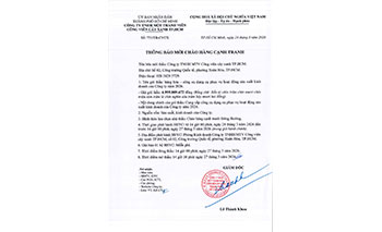 Thông báo mời chào hàng cạnh tranh công cụ dụng cụ phục vụ hoạt động sản xuất kinh doanh của Công ty năm 2026