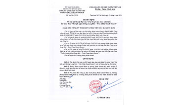 QUYẾT ĐỊNH Về việc phê duyệt Dự toán và Kế hoạch lựa chọn nhà thầu  Dự toán Tour “Du lịch nghỉ dưỡng Long Hải – Trân Châu Beach Resort”