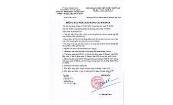 Thông báo mời chào hàng cạnh tranh dịch vụ thi công Sân chơi trẻ em và sân tập thể dục thể thao; Ghế ngồi bồn xây